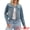 Vintage Blue, variant on Women's Collarless Button Down Long Sleeve Denim Jacket 2XL Blue