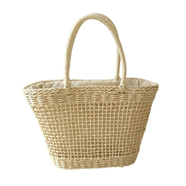 Bolso tejido de paja Sunnimix Bolso de mano bohemio hecho a mano Pya Beige