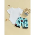 thumbnail image 4 of Bagilaanoe 2pcs Newborn Baby Boy Short Pants Set Short Sleeve Letter Print Rompers Tops + Shorts 3M 6M 12M 18M Infant Casual Summer Outfits, 4 of 9