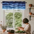 thumbnail image 5 of Abstract Beach Wace Window Valance Curtain Geometric Blue Rod Pocket Short Curtain for Living Room, Bedroom & Kitchen Window Decor 60x18in, 5 of 8