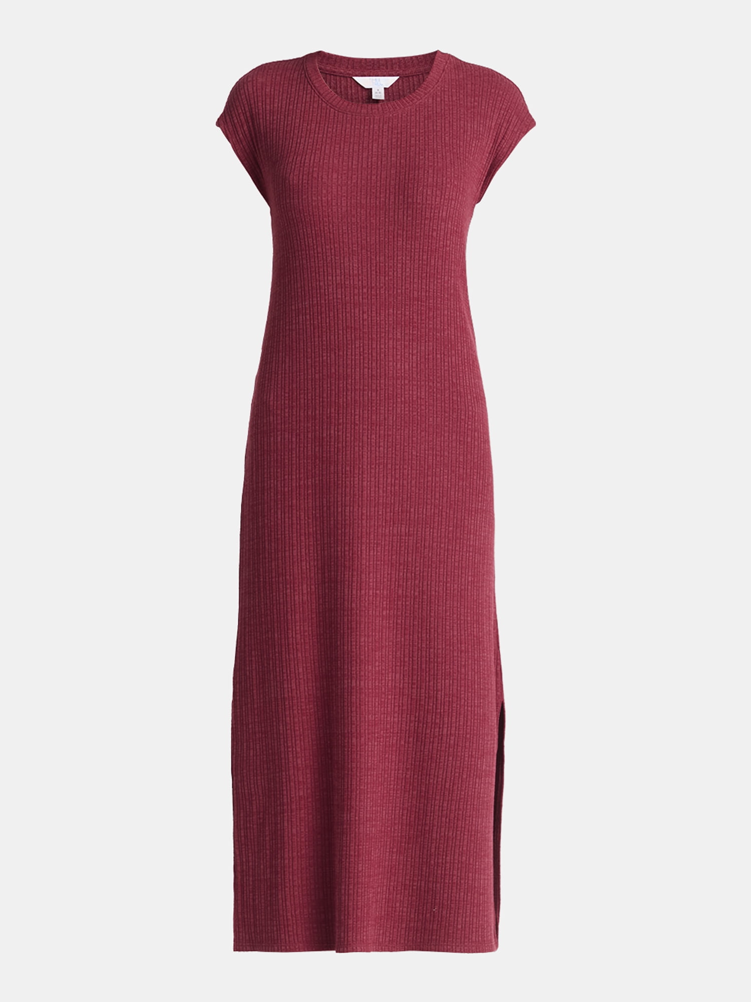 Time and Tru Women's Ribbed Column Dress with Short Sleeves, XS-XXXL
