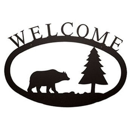 Village Wrought Iron WEL-83-L Bear & Pine - Welcome Sign Large