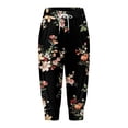thumbnail image 4 of YDLCAFD Capris For Women Print Pants Bottom High Waist Drawstring Joggers, 4 of 5