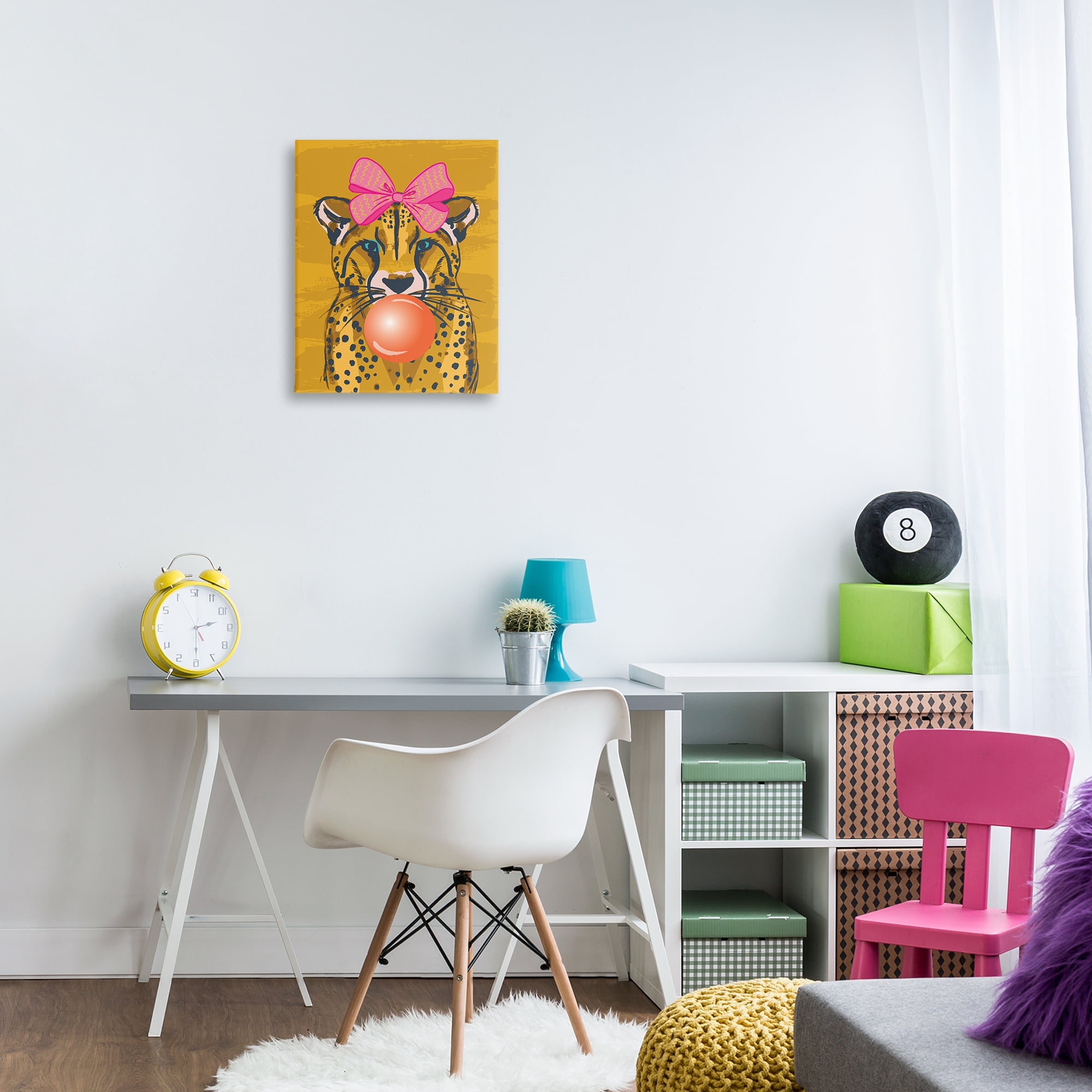Stupell Industries Trendy Cheetah & Bow Animals Painting Wrapped Canvas Art Print Wall Art, 16 x 20