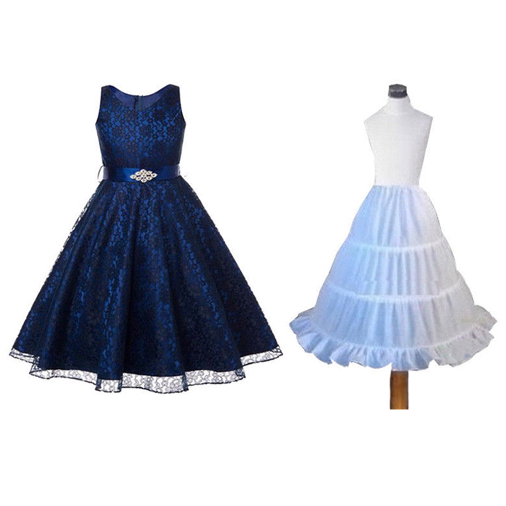 Flower Girls Dress 4-Hoop Crinoline Petticoat Gown Underskirt Skirt 07MZ 