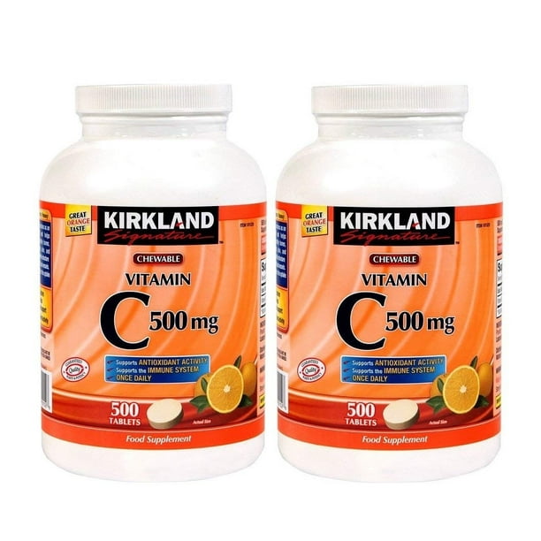 2 PACK KS Chewable Vitamin C 500 mg., 500 Tablets 2 count total 1000