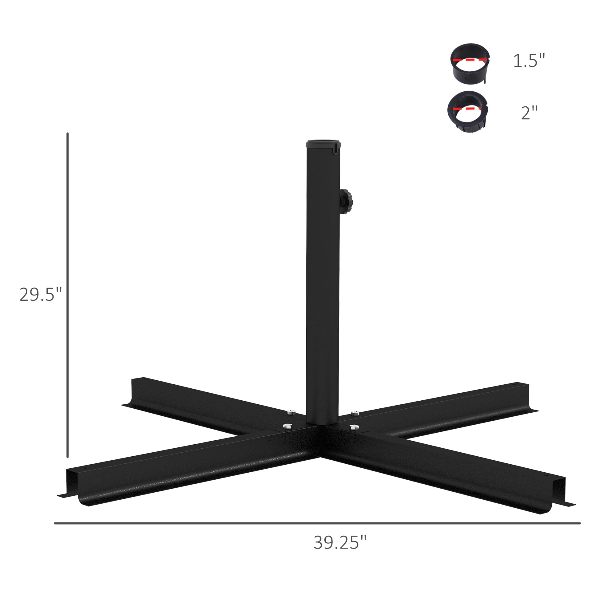 Outsunny Outdoor Universal Cross Brace Stand, Cross Umbrella Base, Black
