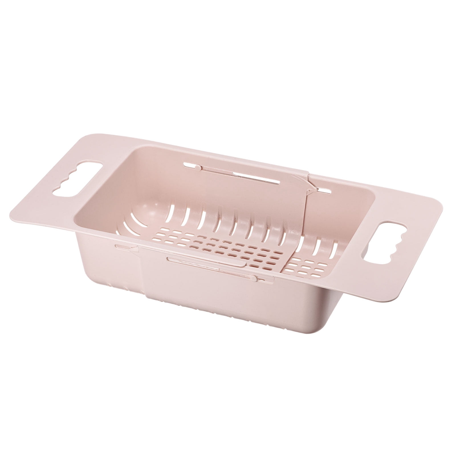 Unique Bargains Extendable Over the Sink Fruit Food Strainer Colanders Plastic Basket 1 Pc Cream