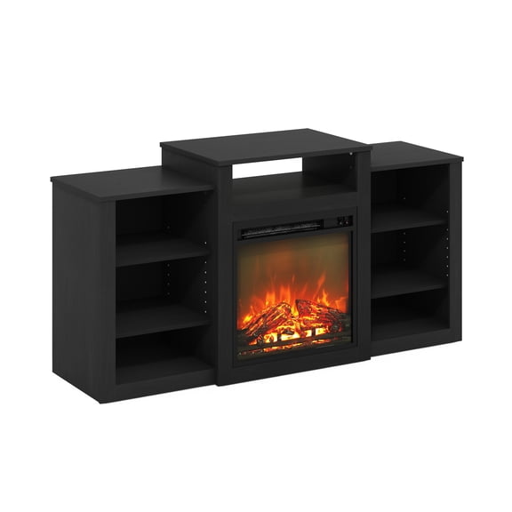 TV Stand with Electric Fireplace - 55" TV Media Console - Modern Black Entertainment Center