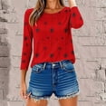 thumbnail image 6 of EchfiProm Casual Shirts for Women 3/4 Sleeve Red Pullover Graphic Loose Fit Y2k Crew Neck Tops, 6 of 9