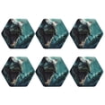 thumbnail image 2 of Pofeuu Underwater Dinosaur Shark Print Leather Coasters Set of 6, Round Cups Mugs Mat Pad for Home Kitchen Heat Resistant Drink Coasters,Hexagon, 2 of 7