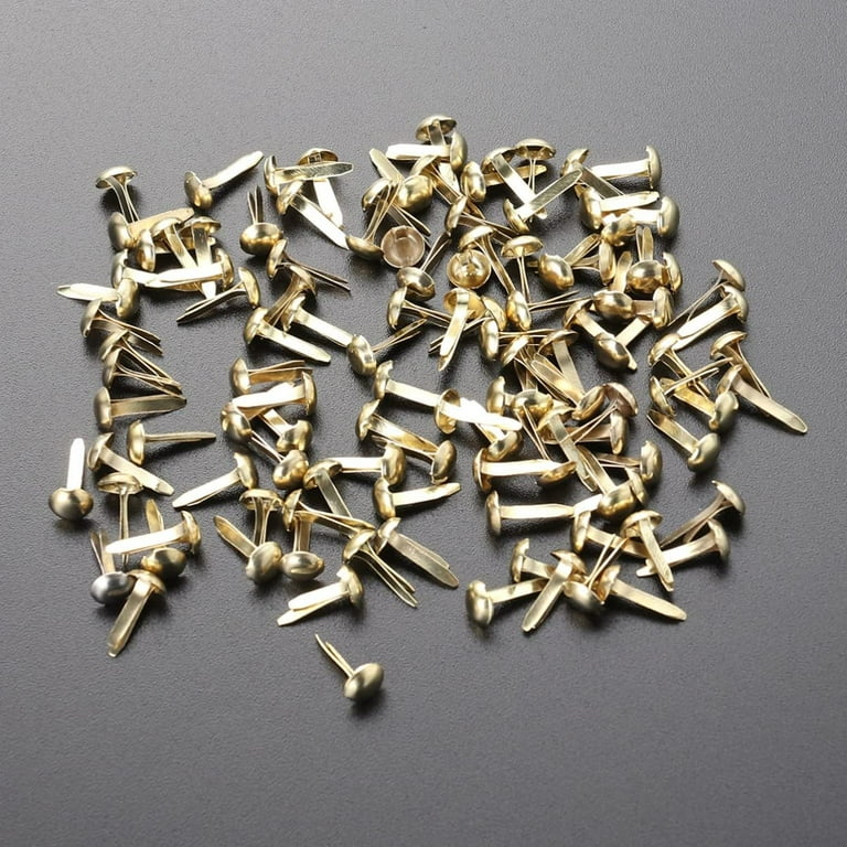 Uxcell 8x16mm Mini Brads Round Paper Fasteners for Art Crafting, Gold Tone  100pack 