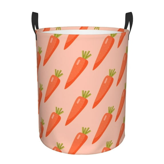 LNWH Laundry Basket, Cartoon Carrots Pattern Foldable Laundry Hamper with Handles Waterproof, Small