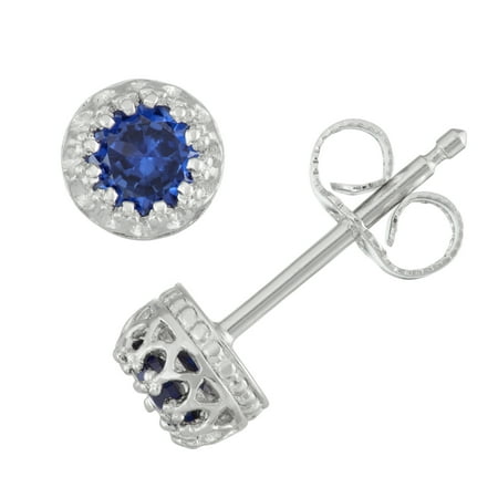 Sterling silver cr sapphire crown earring