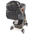 thumbnail image 2 of Baby Essentials Black Vegan Leather Multi-Pocket Magnetic Flap and Zipper Closure Fashion Diaper Bag Backpack with Matching 6-Ply Folding Baby Changing Pad, Stroller Straps and Pacifier Pouch in Black, 2 of 6