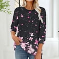 thumbnail image 2 of Women Blouses,Womens Tops,3/4 Sleeves Splicing Crew Neck Classic Style Solid Color,Gradient,Check,Print,Stripes Multivariant Lightweight Texture SuperSoft T-Shirt Fashion Blouse Round Neck Casual Top, 2 of 7