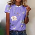 thumbnail image 2 of Dyegold Graphic Tees For Women Vintage Summer Short Sleeve Tops Summer Casual Loose Crewneck Floral Print Blouses Tshirts, 2 of 4