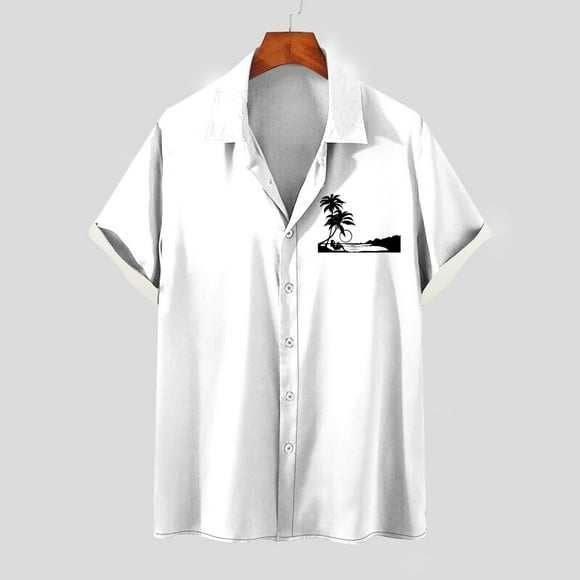 lcziwo Men's Big and Tall Tropical Shirts,Hawaiian Shirts for Men Loose Short Sleeve Mens Beach Shirts Resort Casual Shirts 2024 Clearance,White S