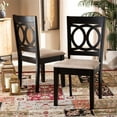thumbnail image 5 of Set of 2 Baxton Studio Lenoir Sand Upholstered Espresso Wood Dining Chairs, 5 of 7
