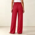 thumbnail image 6 of Womens Elastic Waist Wide Leg Pants with Pockets Solid Color Loose Casual Office Commute Trouses M, 6 of 9