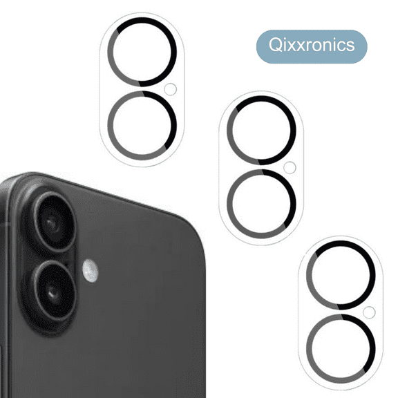 3-PACK Qixxronics Camera Lens Protector for iPhone 16 Plus Clear Tempered Glass Lens Cover Flim