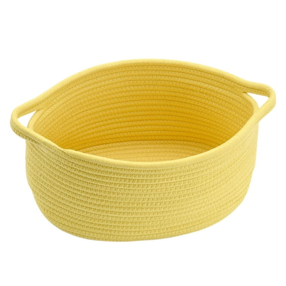 LKXGBMY Woven Storage Basket with Handle, Baskets for Gifts Empty, Gift Baskets for Birthday Shower Raffle Burr Fundraiser, Decorative Organizer Box Yellow