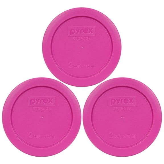 Pyrex Replacement Lid 7200-PC Pink Round Plastic Cover (3-Pack) for Pyrex 7200 2-Cup Bowl (Sold Separately)