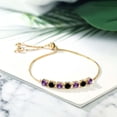 thumbnail image 3 of Gem Stone King 2.43 Ct Purple Amethyst Black Diamond 18K Yellow Gold Plated Silver Bracelet for Women, 3 of 3