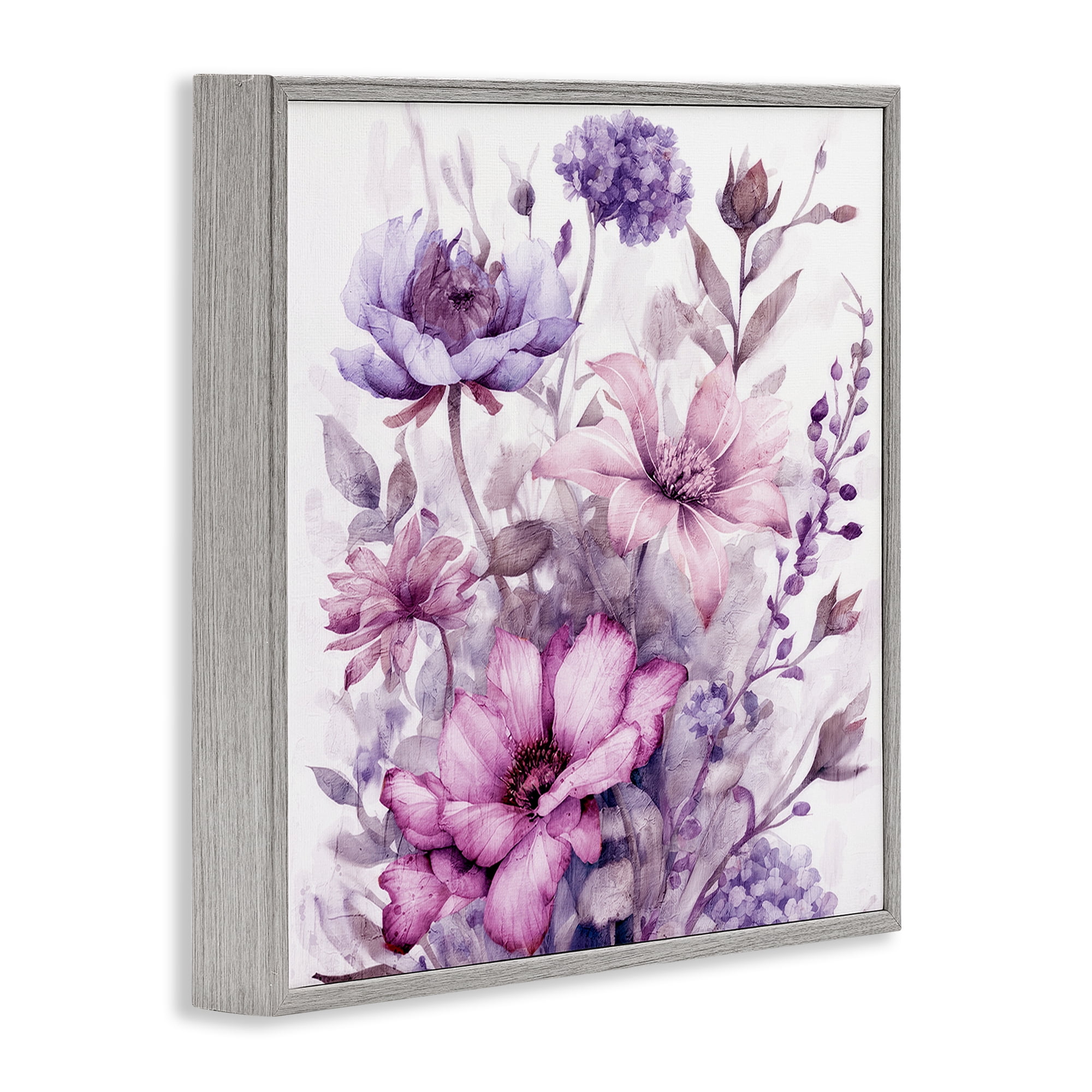 Stupell Industries Purple & Blush Florals Gray Framed Giclee Art, design by Kim Allen