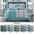 thumbnail image 2 of LANCO MODERN LIFESTYLE California King Comforter Set, Blue, 15 Pieces Room in a Bag, Jacquard with Patchwork, Luxury Bed Set with Sheets, Curtains, Bed Skirt, Pillow Shams, Cases and Pillows, 2 of 11