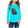 thumbnail image 2 of Odeerbi Kids Girls Fall Winter Basic Layering T-Shirt Cute Print Basic Tees Long Sleeve Shirts Cute Crewneck Tops Dressy Casual Blouses Base Layer Kids Clothes Light Blue, 2 of 5
