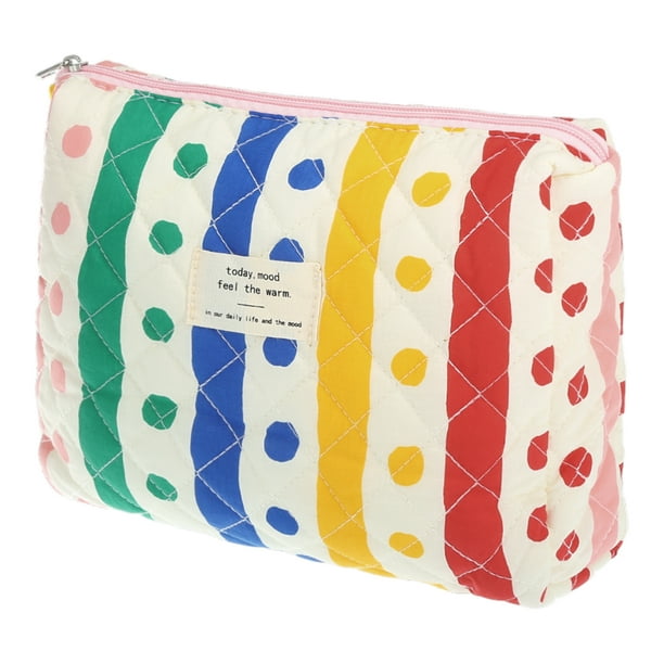 1 Pc Dama Durable Bolsa de Maquillaje Acolchada Mediana para Vacaciones Viaje Color Algodón Variado