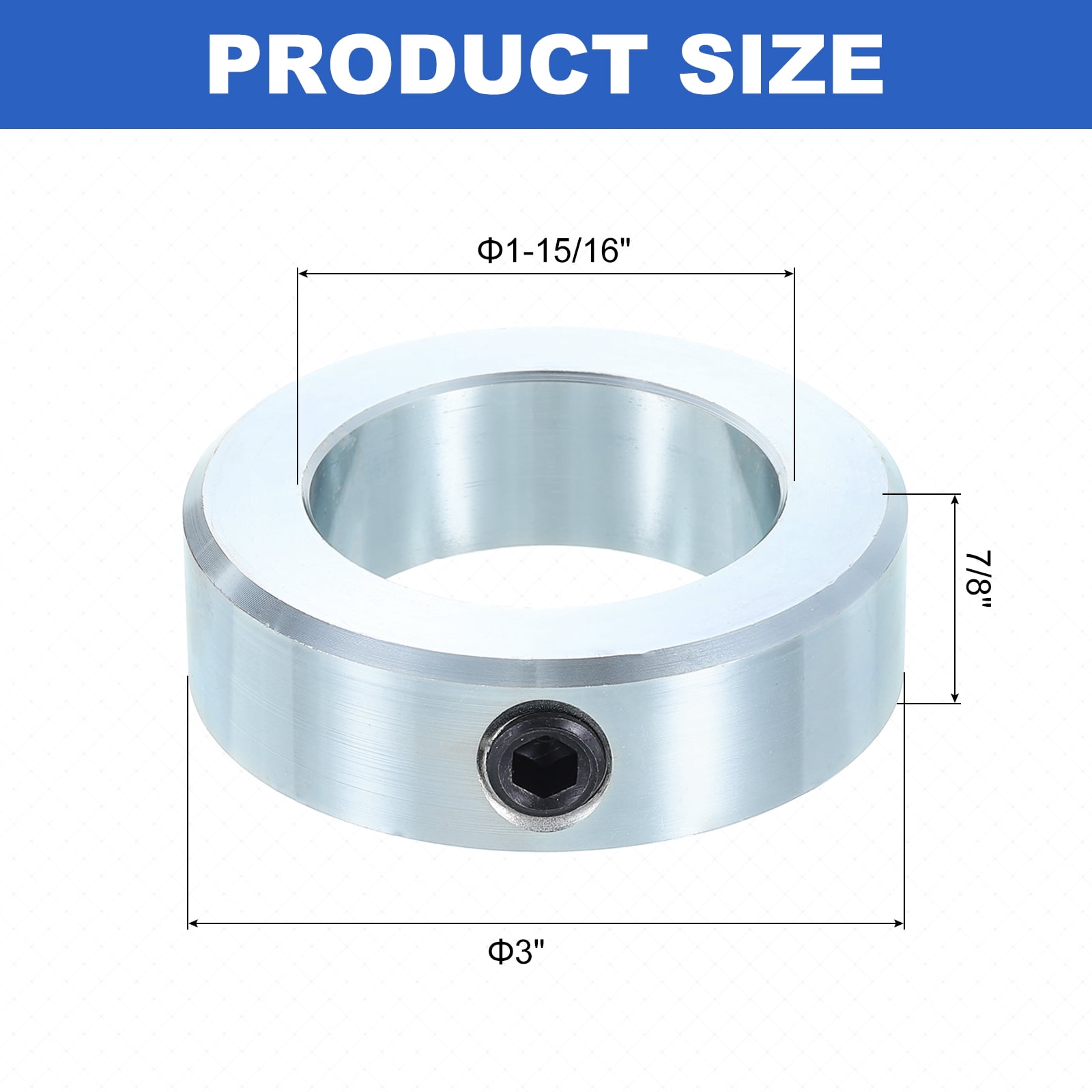 Uxcell 2pack Set Screw Collars 1-17/8" Bore Zinc Plated Steel Shaft Collars, 3" OD, 7/8" Width Axle Collar Clamp for Linear Rod Shaft Guide
