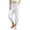 White, variant on Women's Linen Blend Harem Pants, Elastic Waist Tie Front Cropped Pants for Women, Loose Fit 7/8 Length Capri Pants with Pockets, Breathable Summer Vacation Trousers Khaki L