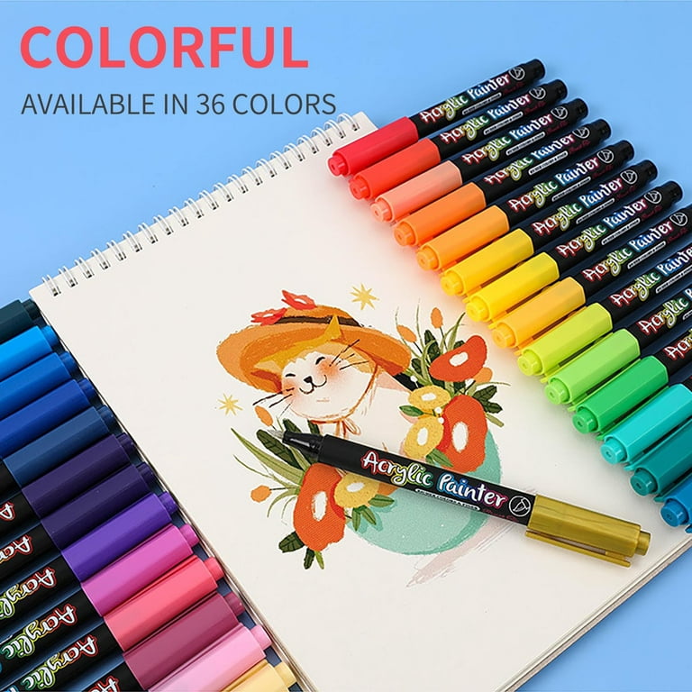 12/24/36 Colors Acrylic Paint Markers Set Water-Based Art Marker Pen  0.7-3mm Fine