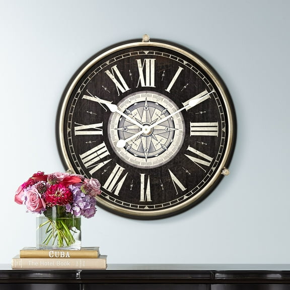 Dahlia Studios Carson 21 1/4" High Glossy Black Round Metal Wall Clock