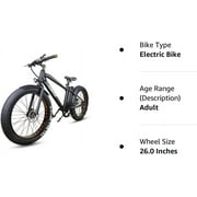 Nakto NAK- CRSB300 26 in. 300W Cruiser Fat Tire Mountain Ebike, Black