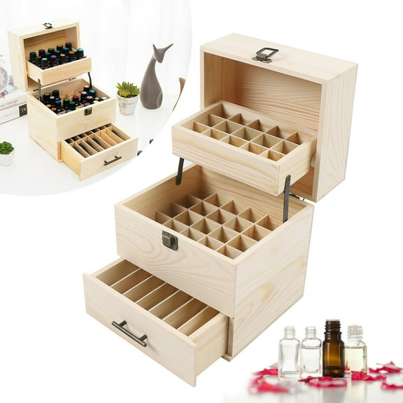 59 Slots 3 Tiers Display Case Essential Oil Bottles Organizer Box Wood Container