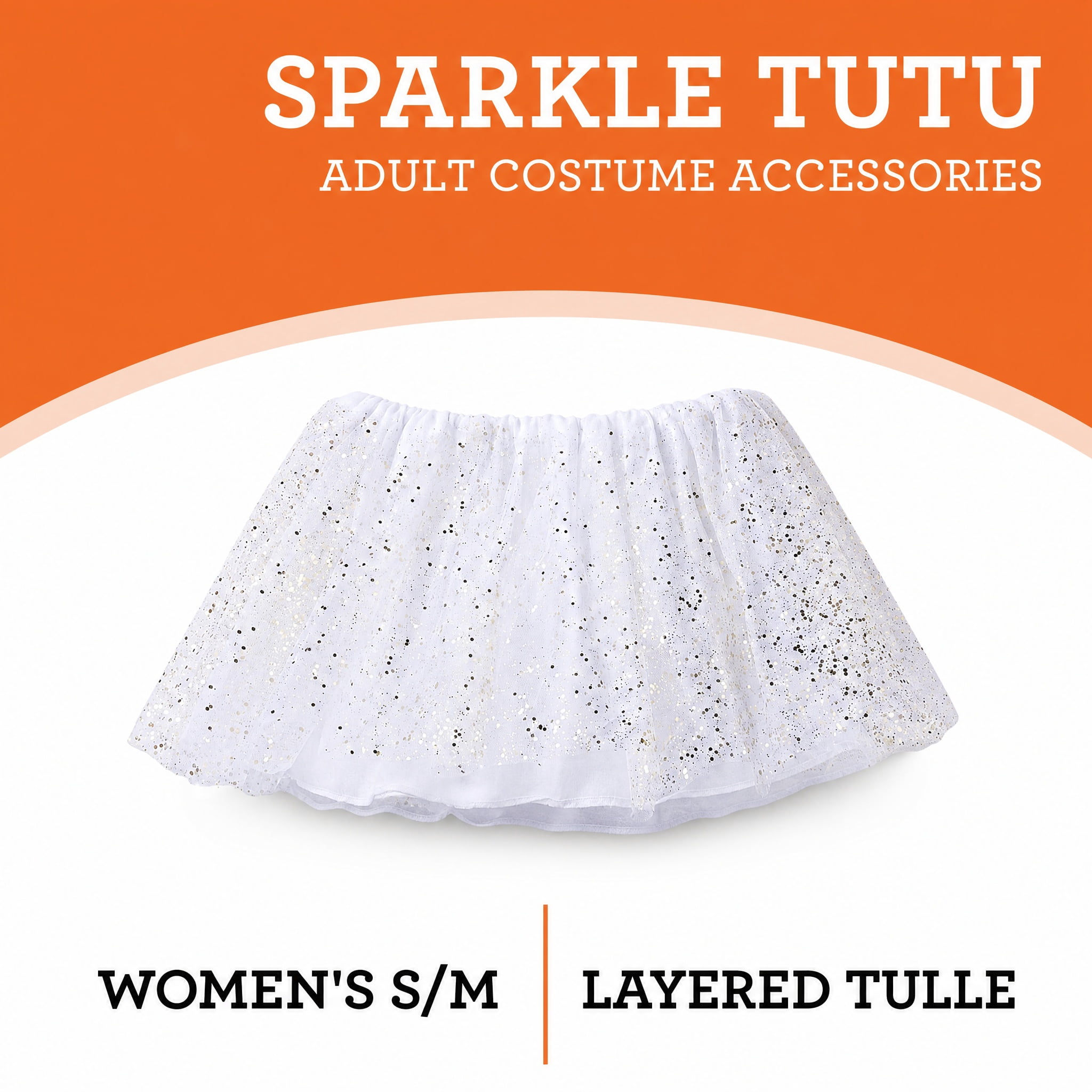 Sparkle Tutu Costume Accessory for Adults, White, S/M, Halloween by Way To Celebrate