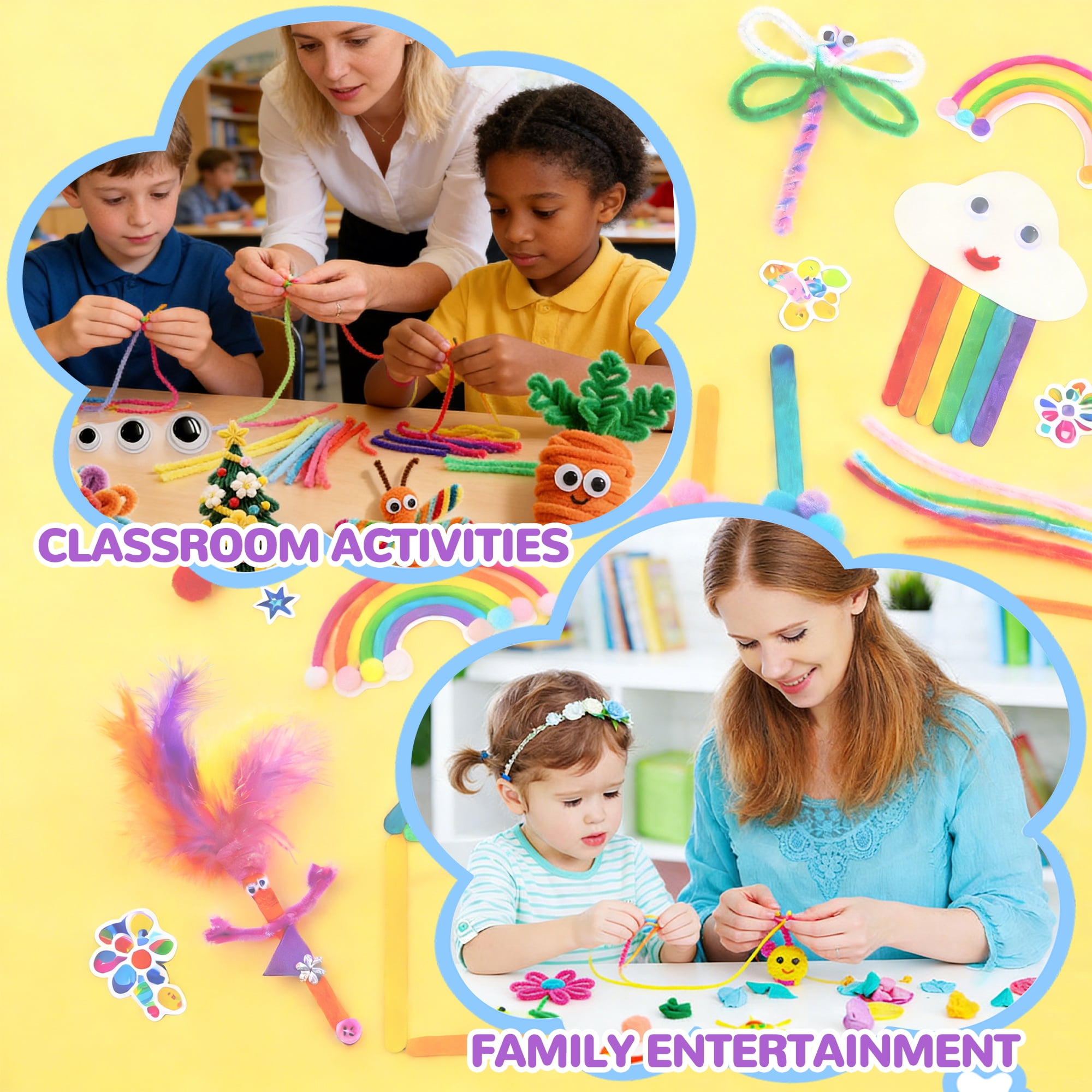 GARITIN Arts and Crafts Supplies for Kids, 1200+Pcs Creative Art Kit for Boys & Girls, DIY Crafting Materials for Home & School Classroom Projects