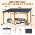 thumbnail image 3 of AECOJOY 10' x 10' Wood Gazebo, Outdoor Heavy Duty Wooden Pergola on Clearance, Patio Lean to Hardtop Awnings, 3 of 7