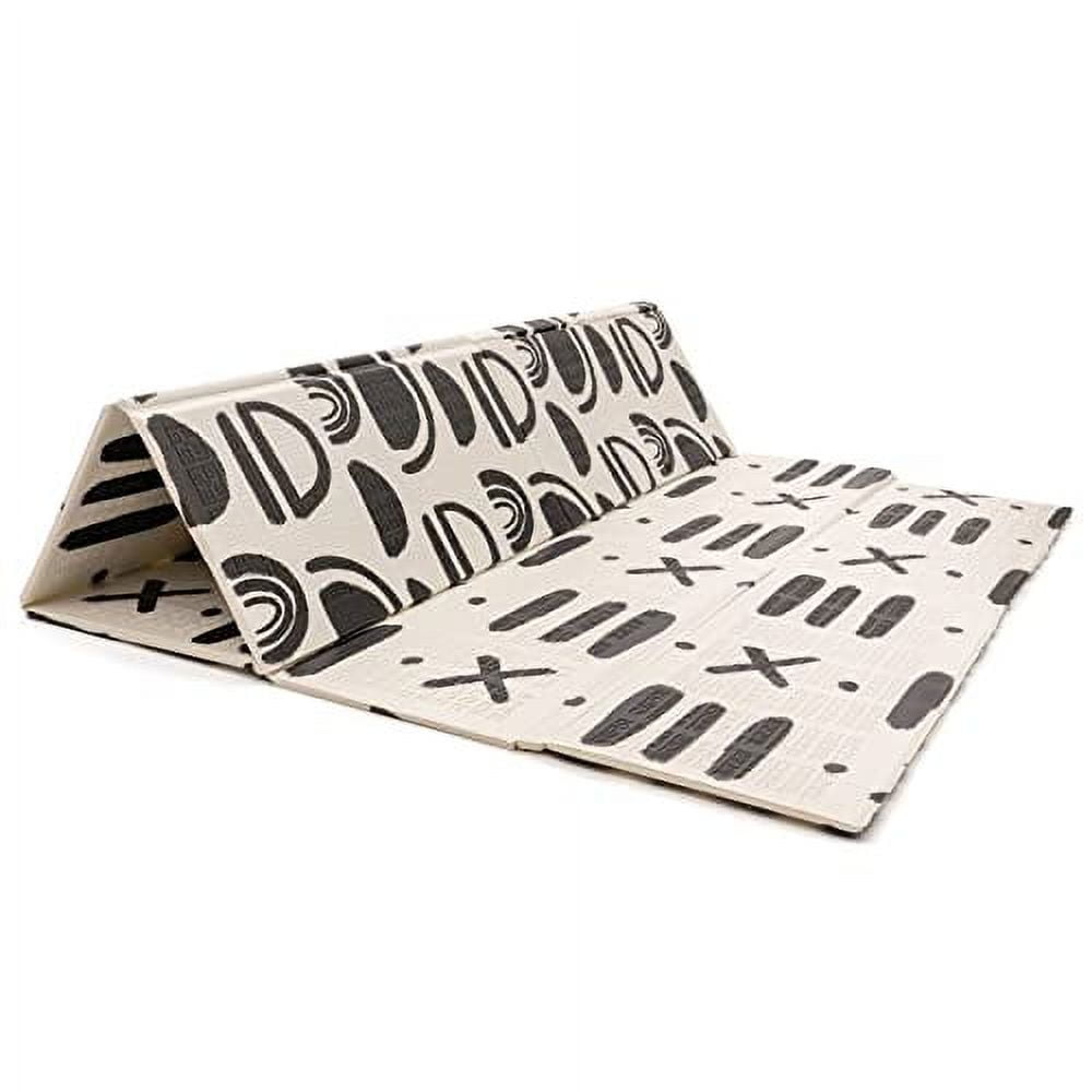 JumpOff Jo Extra Large Foldable Kids Foam Play Mat, Padded Baby Floor Mat, 77 x 70 in - Black and White