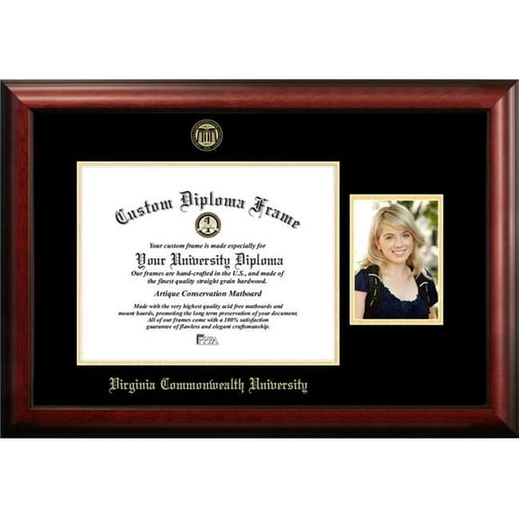 Campus Images VA983PGED-1411 14 x 11 in. Virginia Commonwealth University Gold Embossed Diploma Frame with 5 x 7 in. Portrait - Satin Mahogany