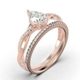 thumbnail image 3 of Gorgeous Minimalist Art Deco 1.75 Carat Pear Cut Authentic Diamond Moissanite Engagement Ring, One Matching Band, Twisted Band Wedding Ring in 10k Solid Rose Gold Gift For Her, 3 of 4