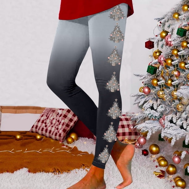 WILLBEST Leggings de Yoga para Mujer, Cintura Alta, Suaves, Elásticos, Cómodos, con Estampado Navideño Y Diseño de Bloques de Color 1953 Mediana