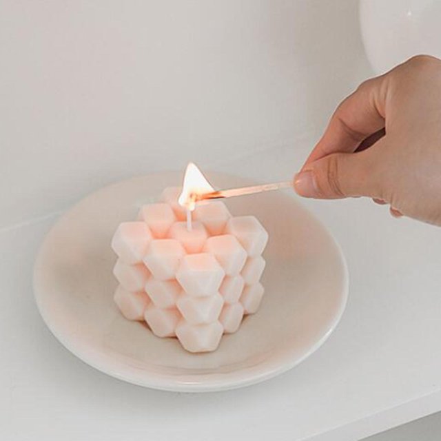de burbuja geométrica, cera , s perfumadas pequeña de cumpleaño dormitorio, oficina, accesorios decorativos para fotografía Rosado perfecl vela de aromaterapia