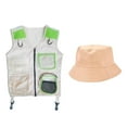 thumbnail image 4 of guohui Kids Explorer Vest with Hat Cosplay Cargo Vest for Hiking Outdoor Boys Girls Green, 4 of 9