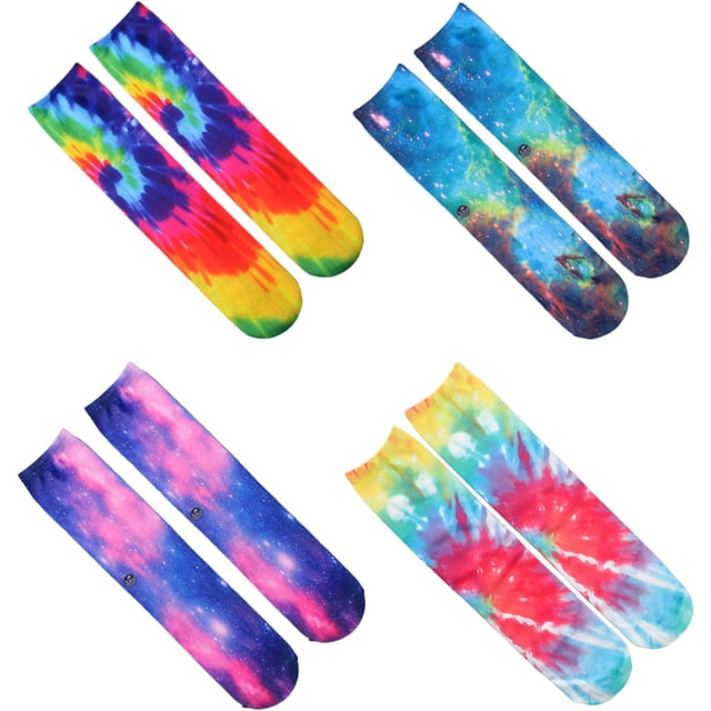 4 pares de calcetines divertidos y novedosos para hombre y mujer, con diseño impreso en 3D, calcetines de vestir, calcetines de tubo estampados