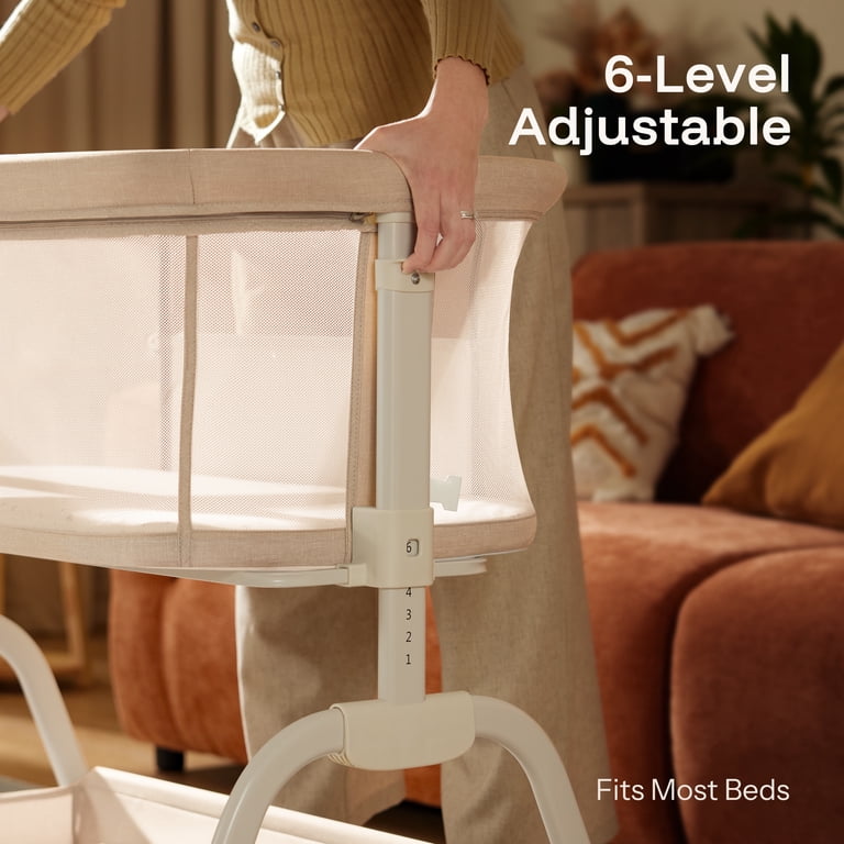 HARPPA Baby Bassinet, 6-Height Adjustable, Beige photo 5
