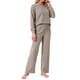 thumbnail image 2 of INSPIRAR CHIC Conjuntos de Pijamas de Punto Acanalado para Mujeres de 2 Piezas, Parte Superior de Manga Larga y Pantalones, Ropa de Dormir, Pjs, Conjuntos de Ropa de Casa L Camel, 2 of 5